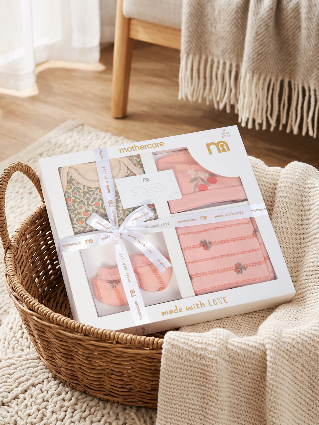 mothercare Girls Set Of 4 Printed Baby Apparel Gift Set