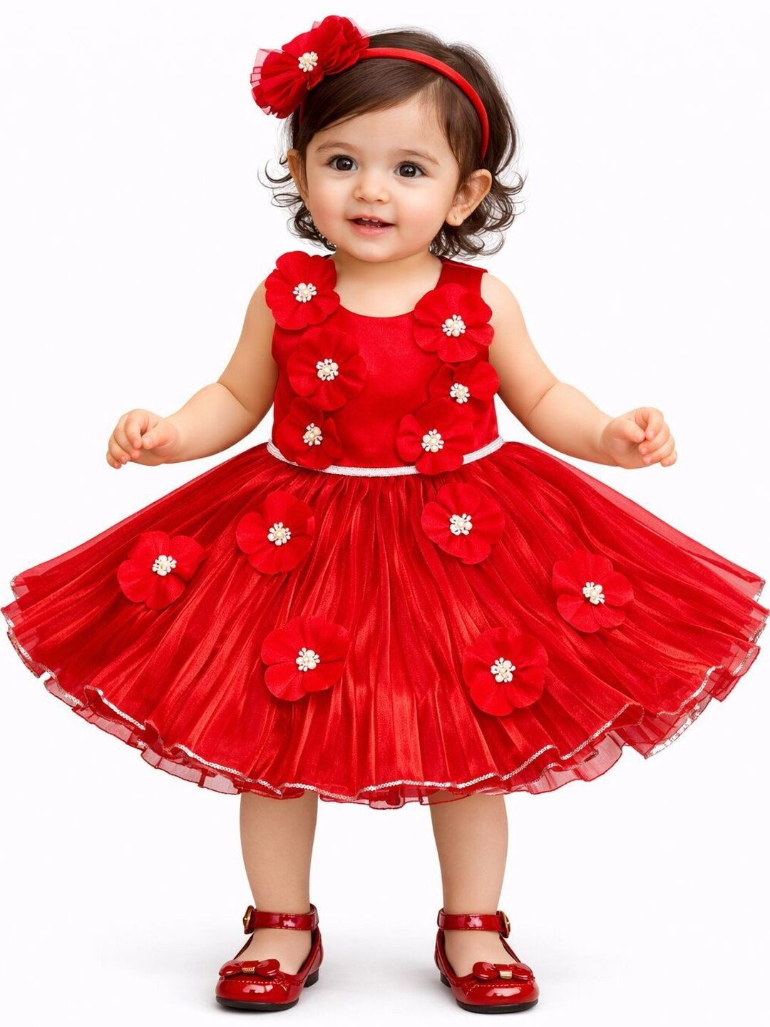 STUMBLE FASHION Embellished Applique Net A-Line Dress