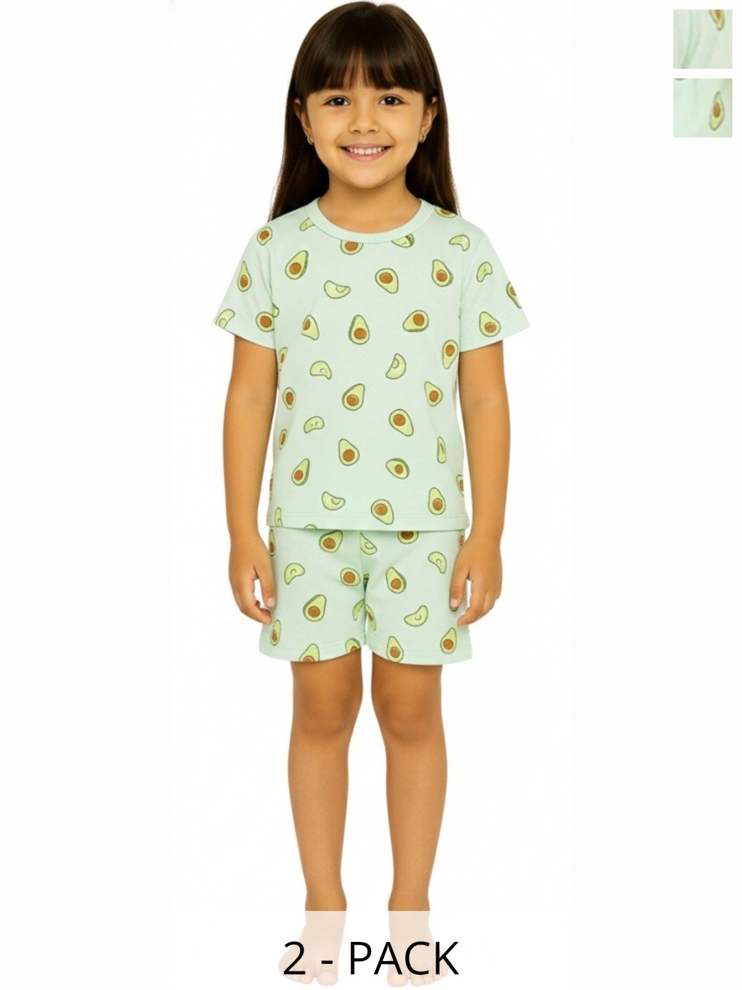 BURBN Pack of 2 Girls Printed Night suit