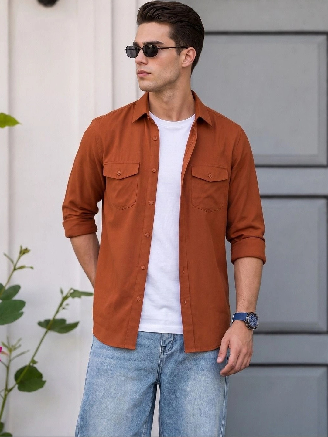 VEIRDO Cotton Long Sleeves Shirt