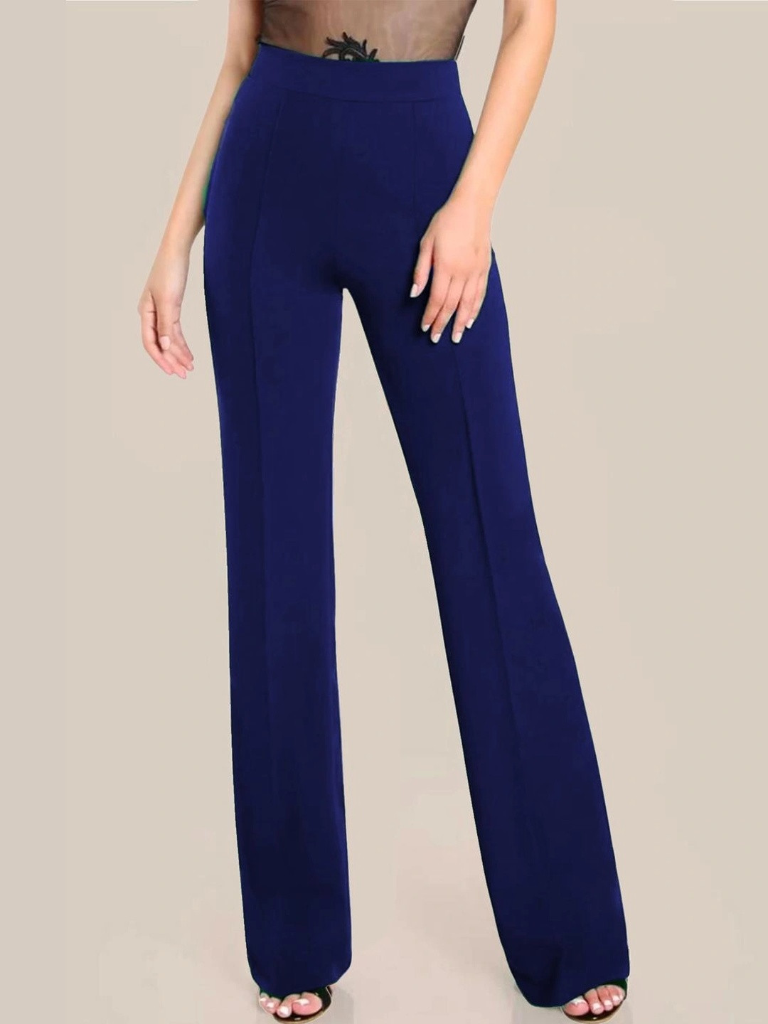 Navyankaa Women Straight Fit High-Rise Trousers
