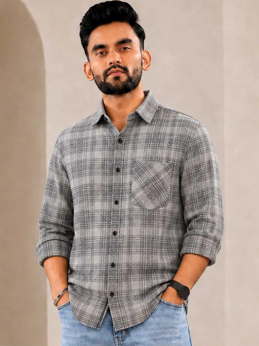 ADWYN PETER Men Classic Checked Casual Shirt