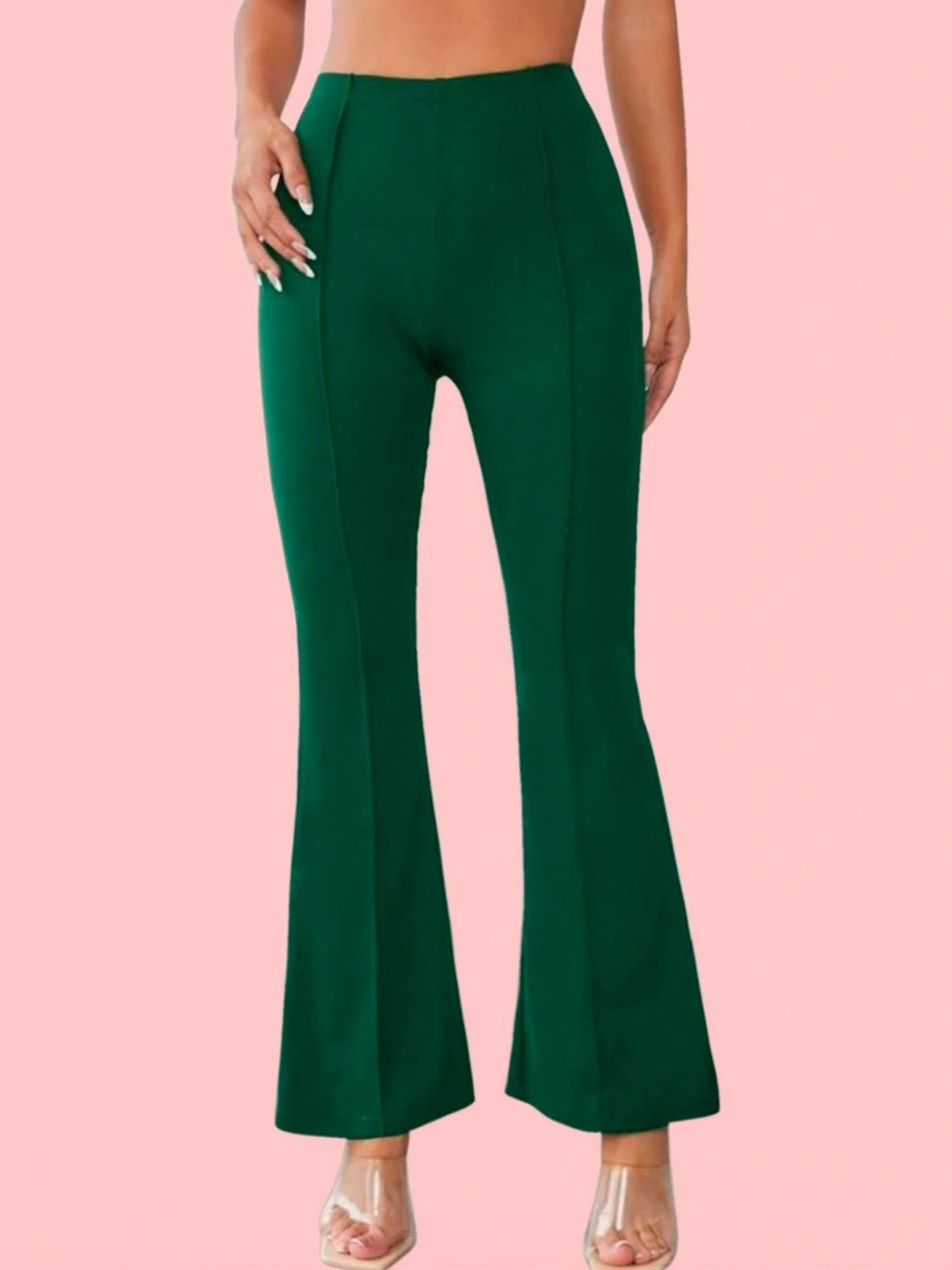 Navyankaa Women Flared High-Rise Bootcut Trousers