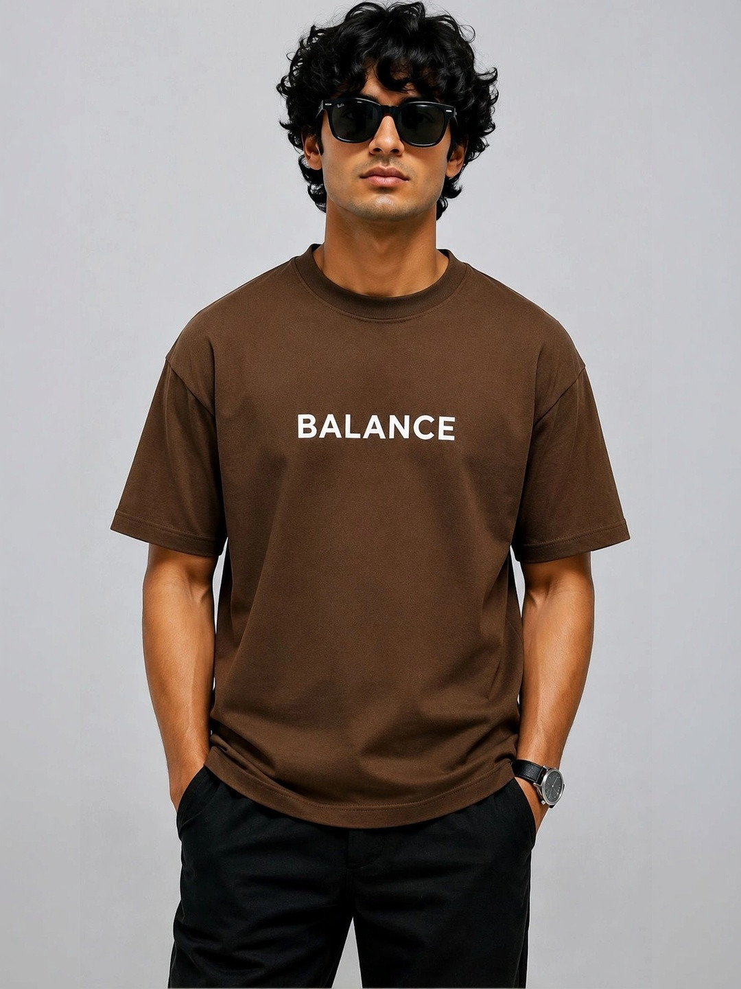 Angel Bella Men Typography Printed Drop-Shoulder Sleeves T-shirt