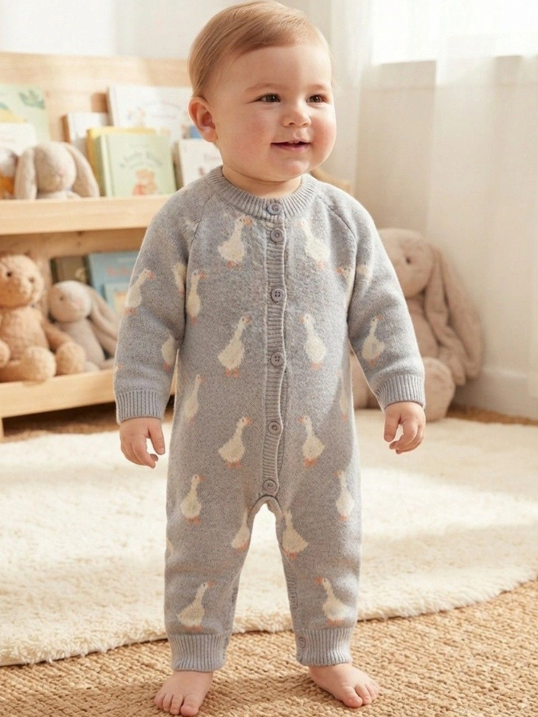 Wunderwoo Infants Self Design Round Neck Rompers