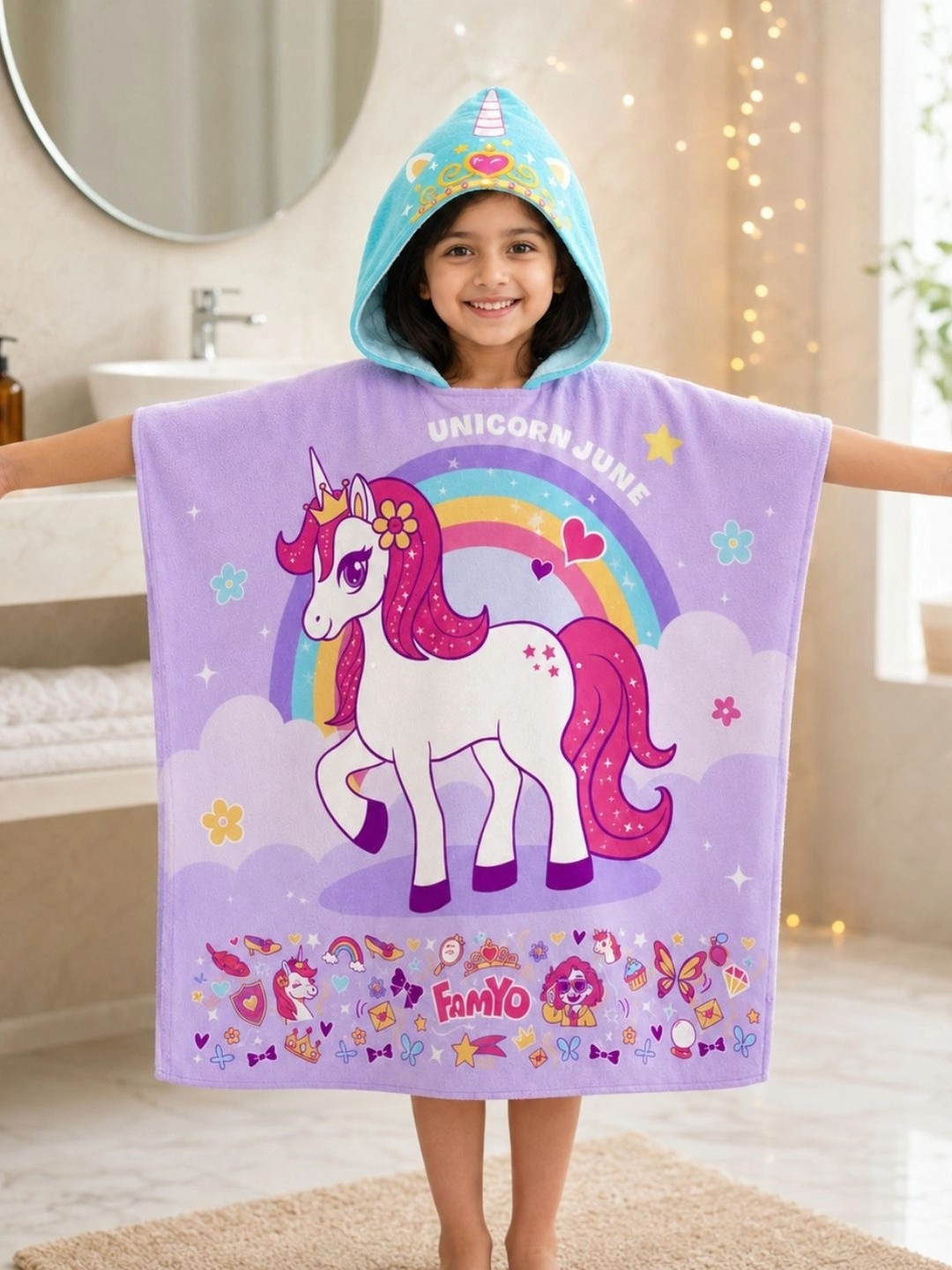 Famyo Purple 1 Printed 233 GSM Bath Towel