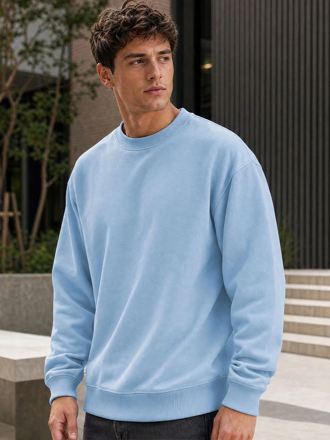 NOBERO Oversized Solid Sweatshirt