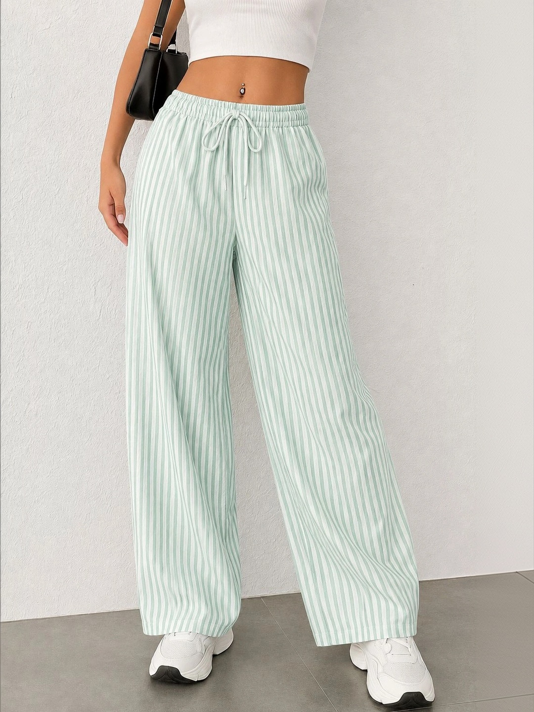 SAKHWALA Women Regular Fit Striped Track Pants