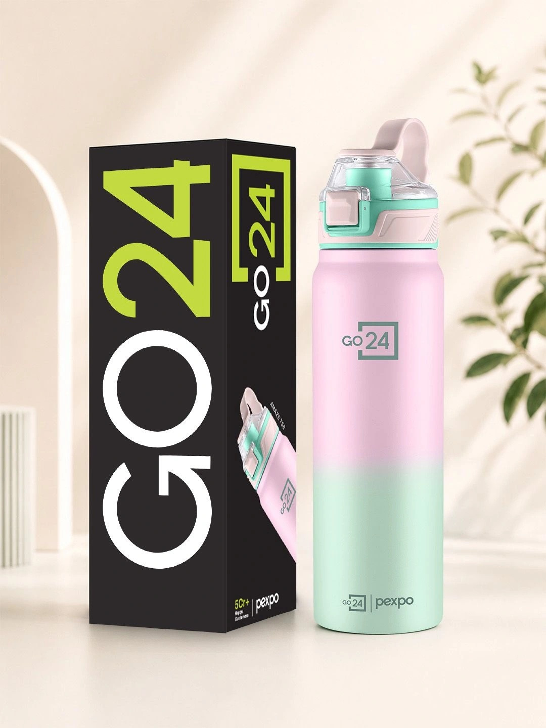 Go24 AMAZE Pink Colourblocked Stainless Steel Double Wall Vacuum Flask - 740ml