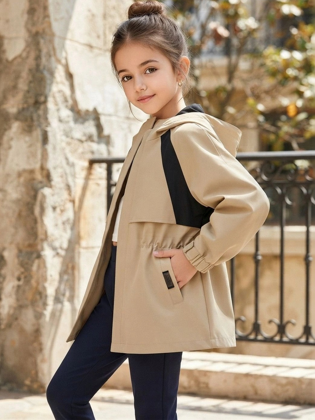 YK Girls Colourblocked Lightweight Parka Jacket - Image 1