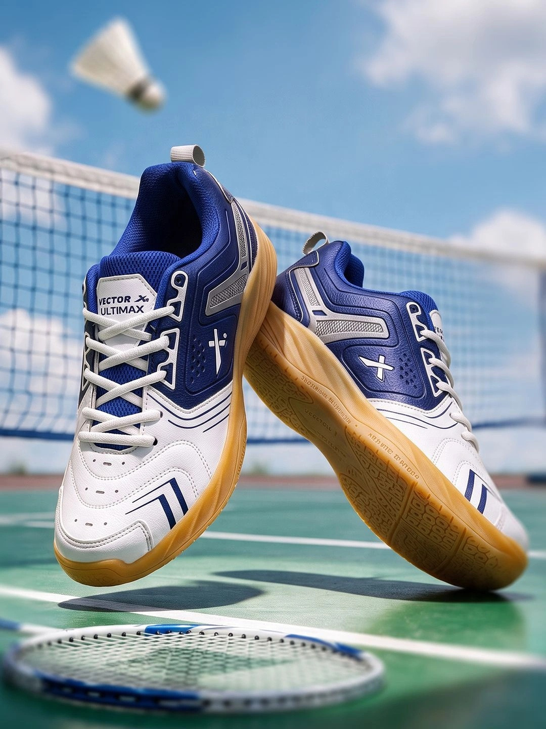 VECTOR X Ultimax Synthetic Leather Breathable Mesh With Crepe Rubber Sole Badminton Shoes