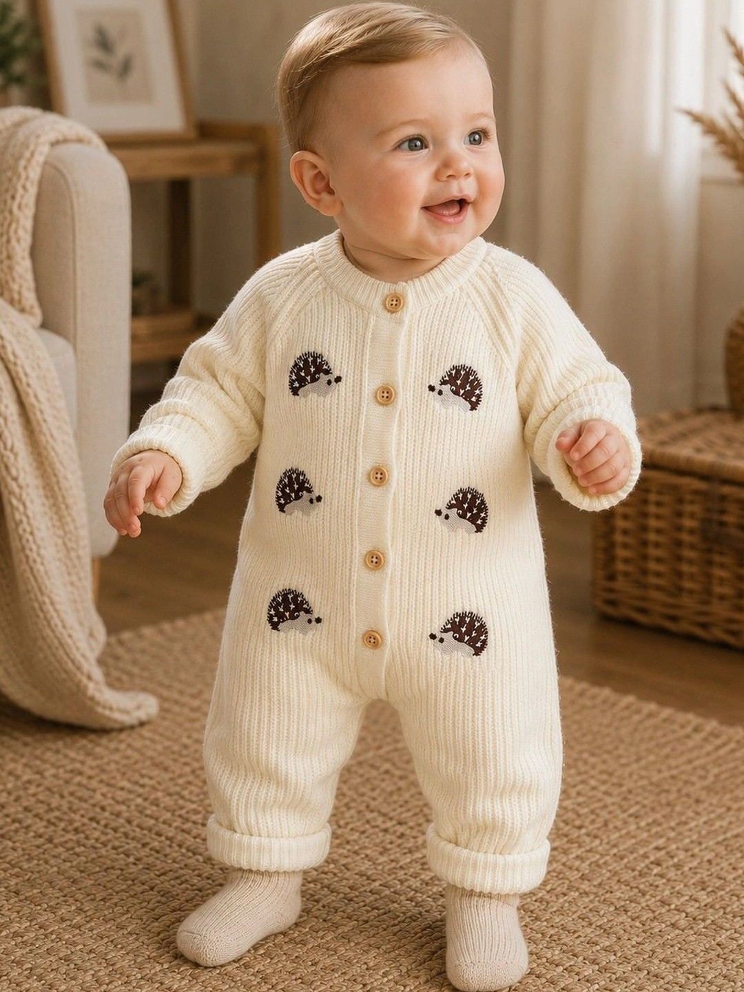 Wunderwoo Infants Self Design Round Neck Rompers