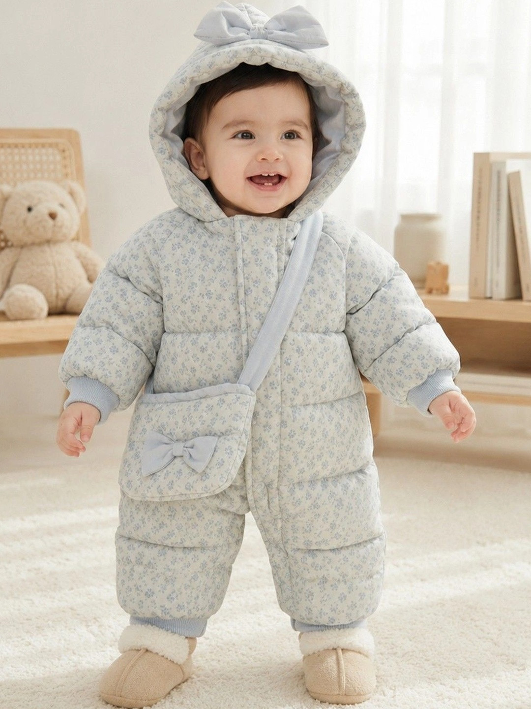 Wunderwoo Infants Cotton Hooded Rompers