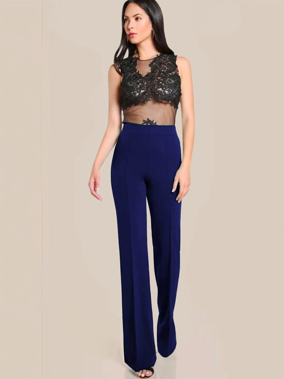 Navyankaa Women Straight Fit High-Rise Trousers