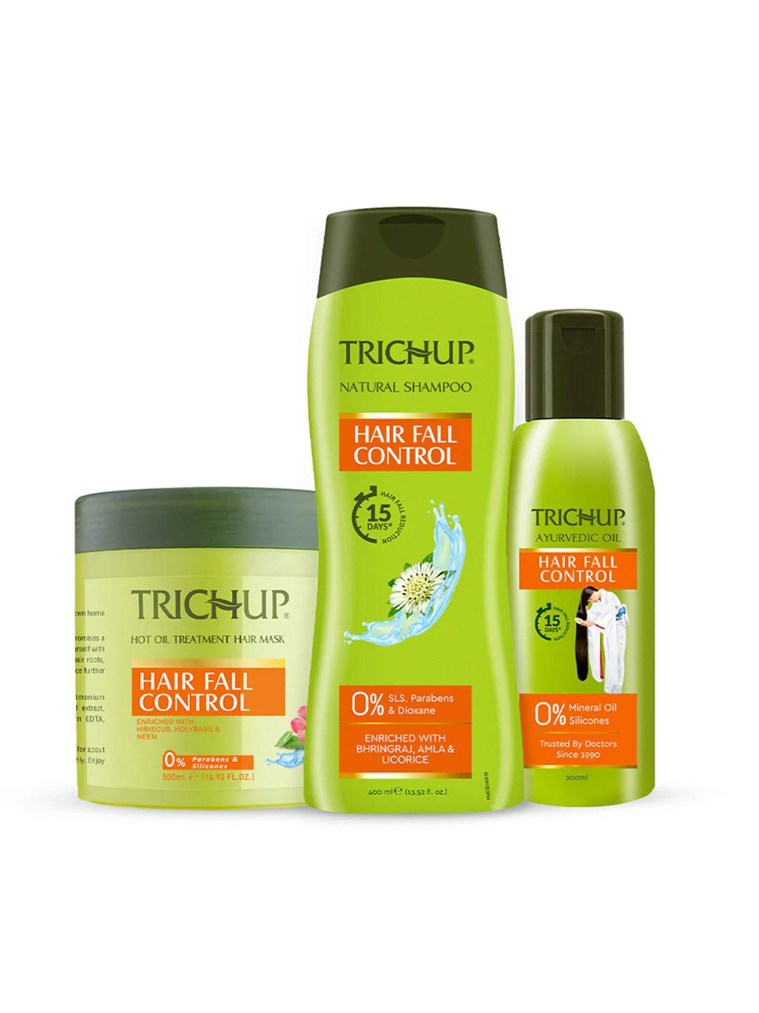 TRICHUP Hair Fall Control Set Of 3 Oil-200ml - Shampoo-400ml - Hair Mask-500ml