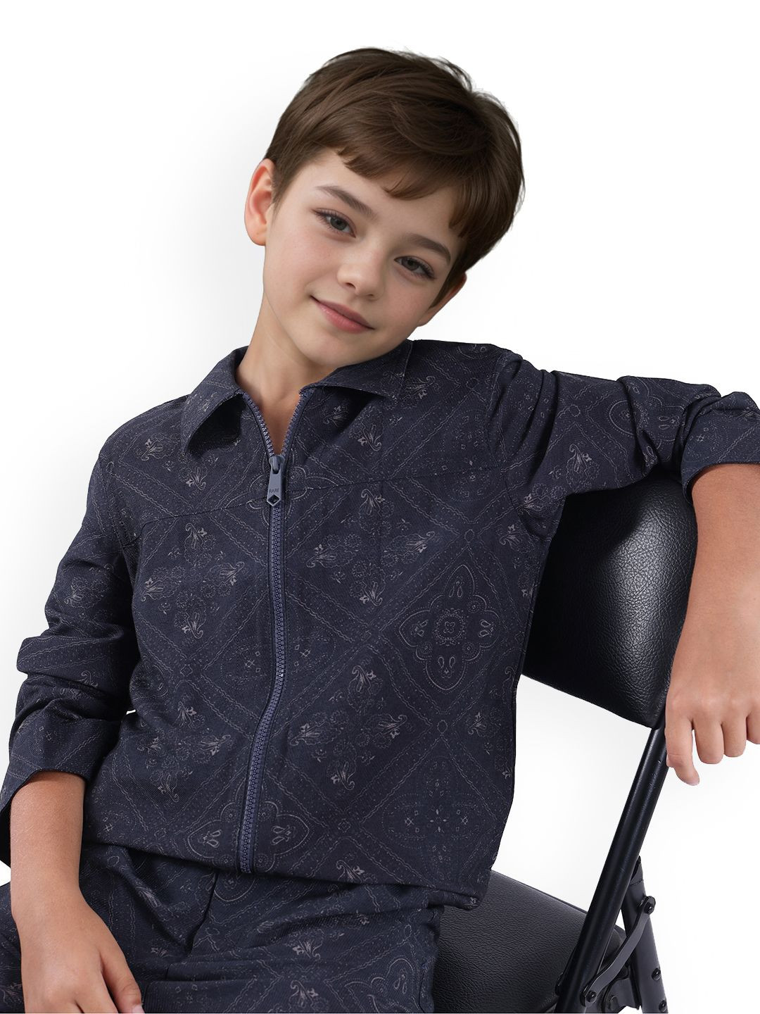 RARE ONES Boys Navy Floral Printed Tailored Jacket