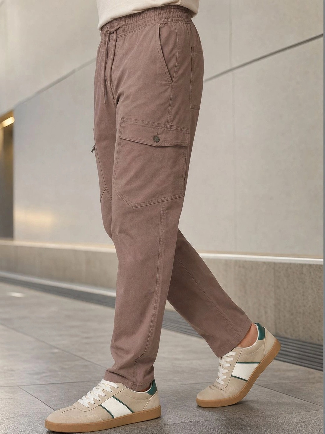 NOBERO Men Relaxed Cargos Cargo Pocket Trousers