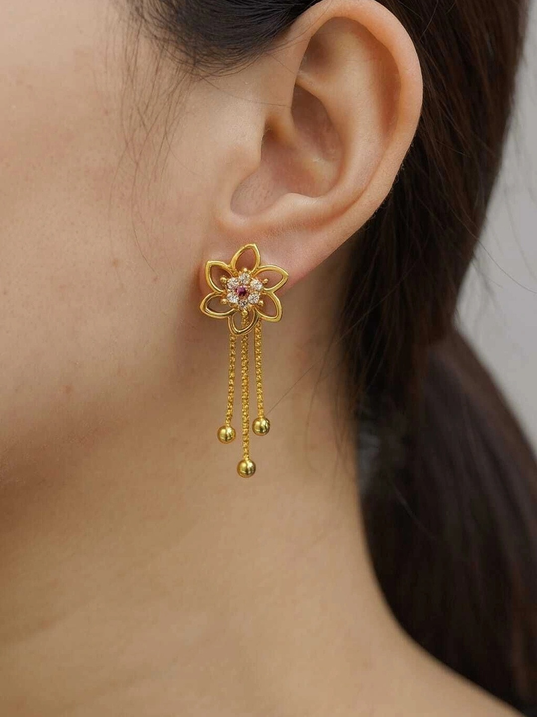 Deep Creation Floral Drop Earrings