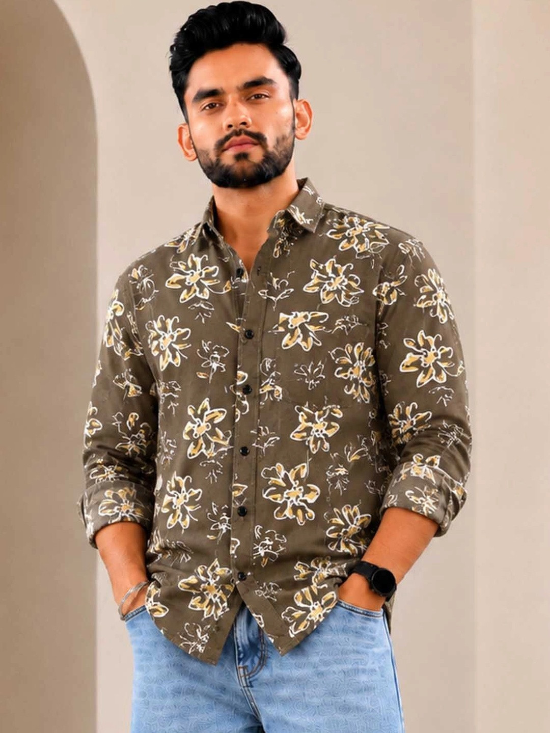 ADWYN PETER Men Classic Floral Printed Casual Shirt