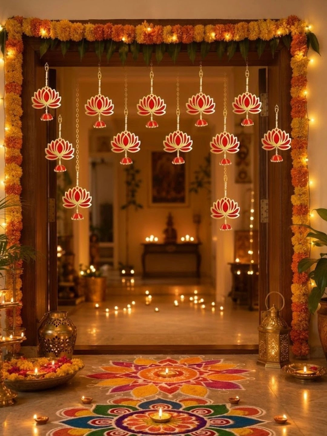 Kreative Arts Red & Gold Pack Of 12 Toran Festive Decor