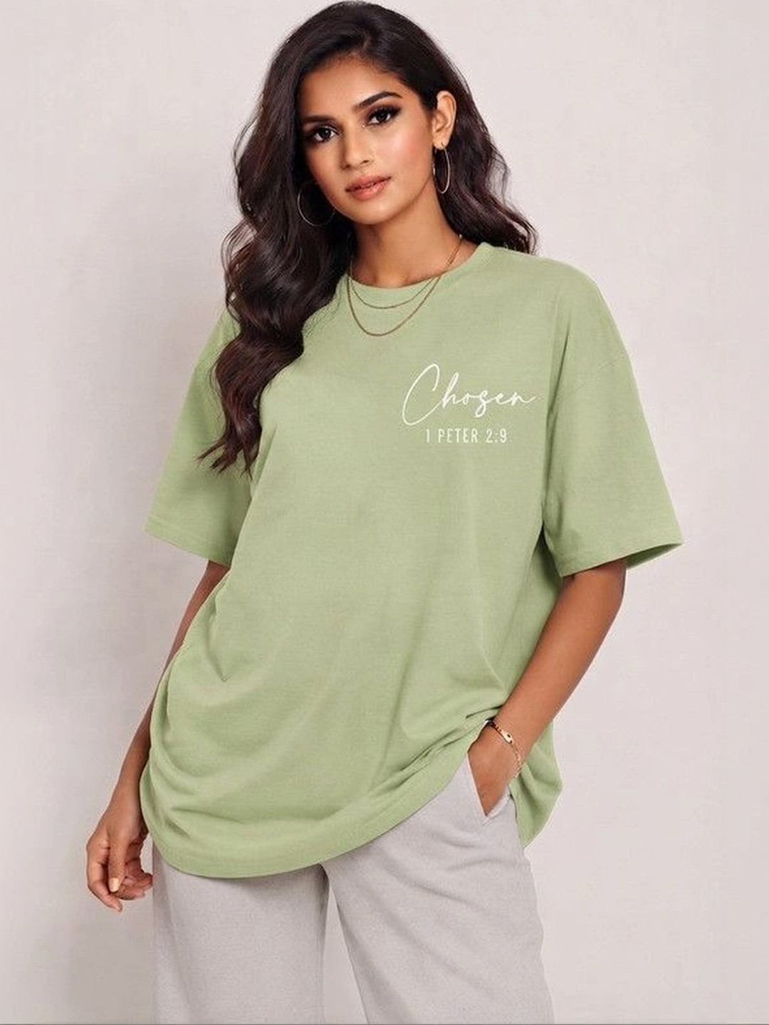9TUNKI Women Typography Printed Pure Cotton T-shirt