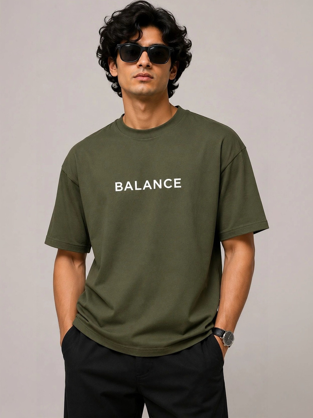 Angel Bella Men Typography Printed Drop-Shoulder Sleeves T-shirt
