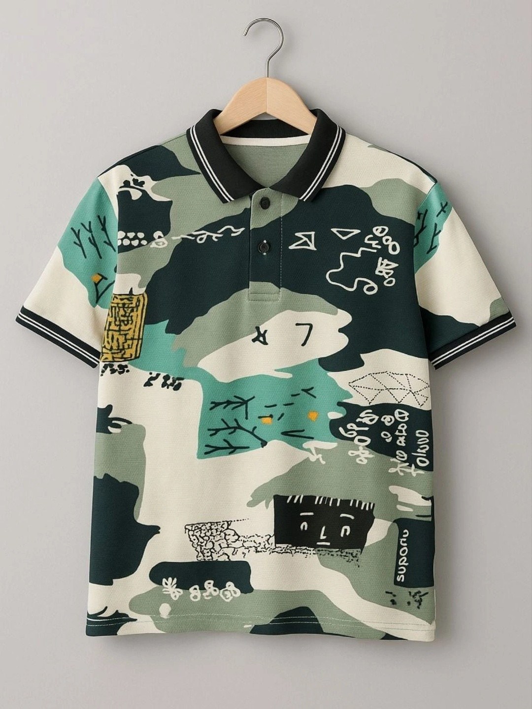 STINITY Boys Printed Polo Collar T-shirt