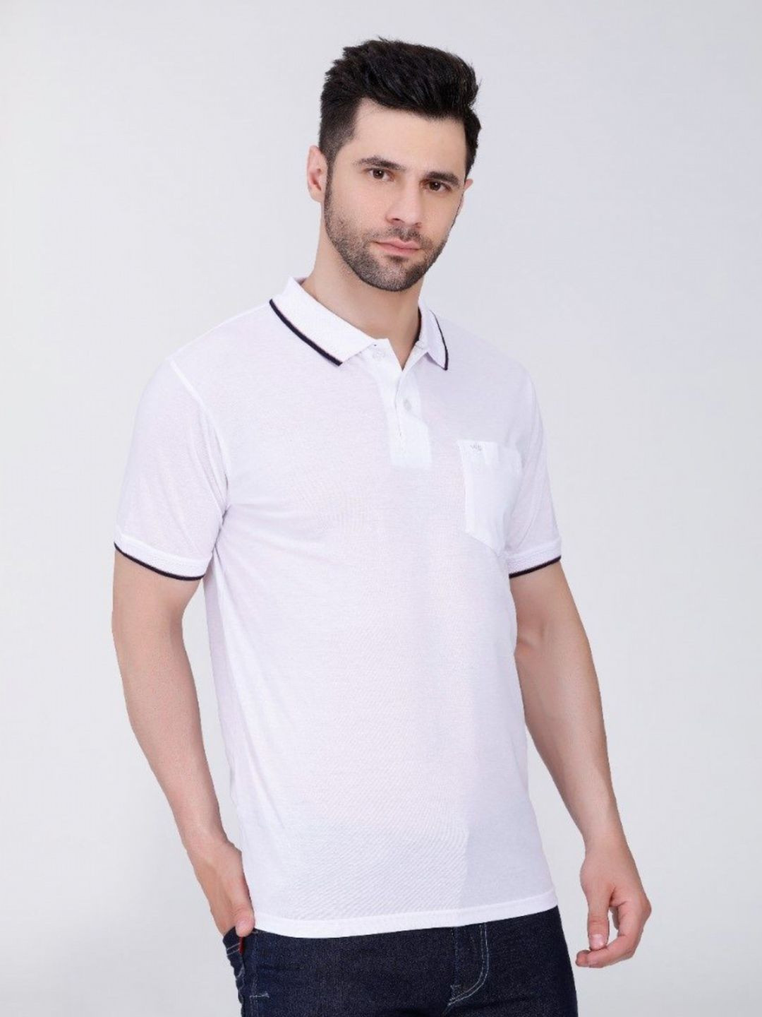 ARRAY Polo Collar Cotton T-shirt with Pocket