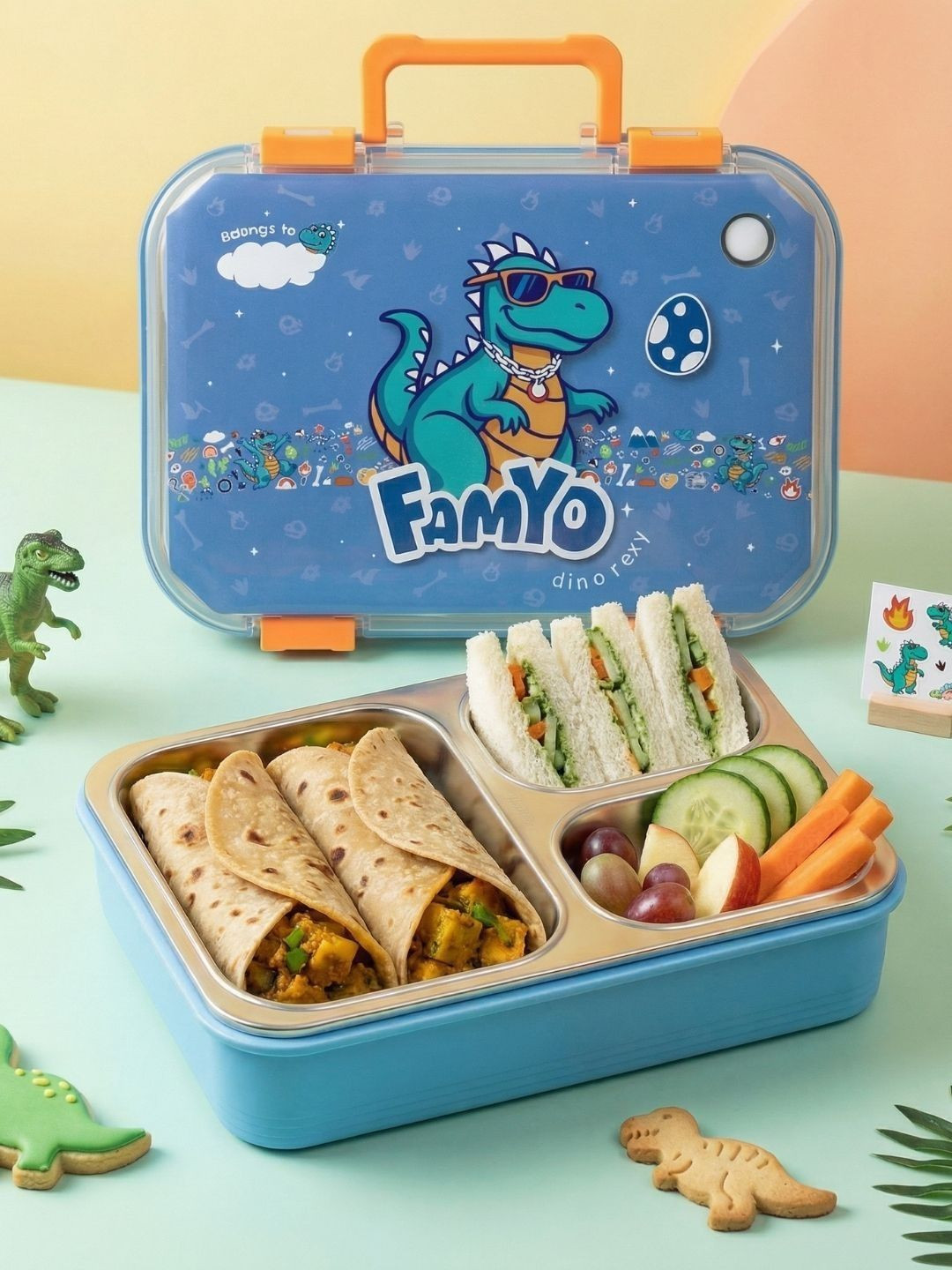 Famyo Blue 2026 Plastic Easy to Clean Lunch Box