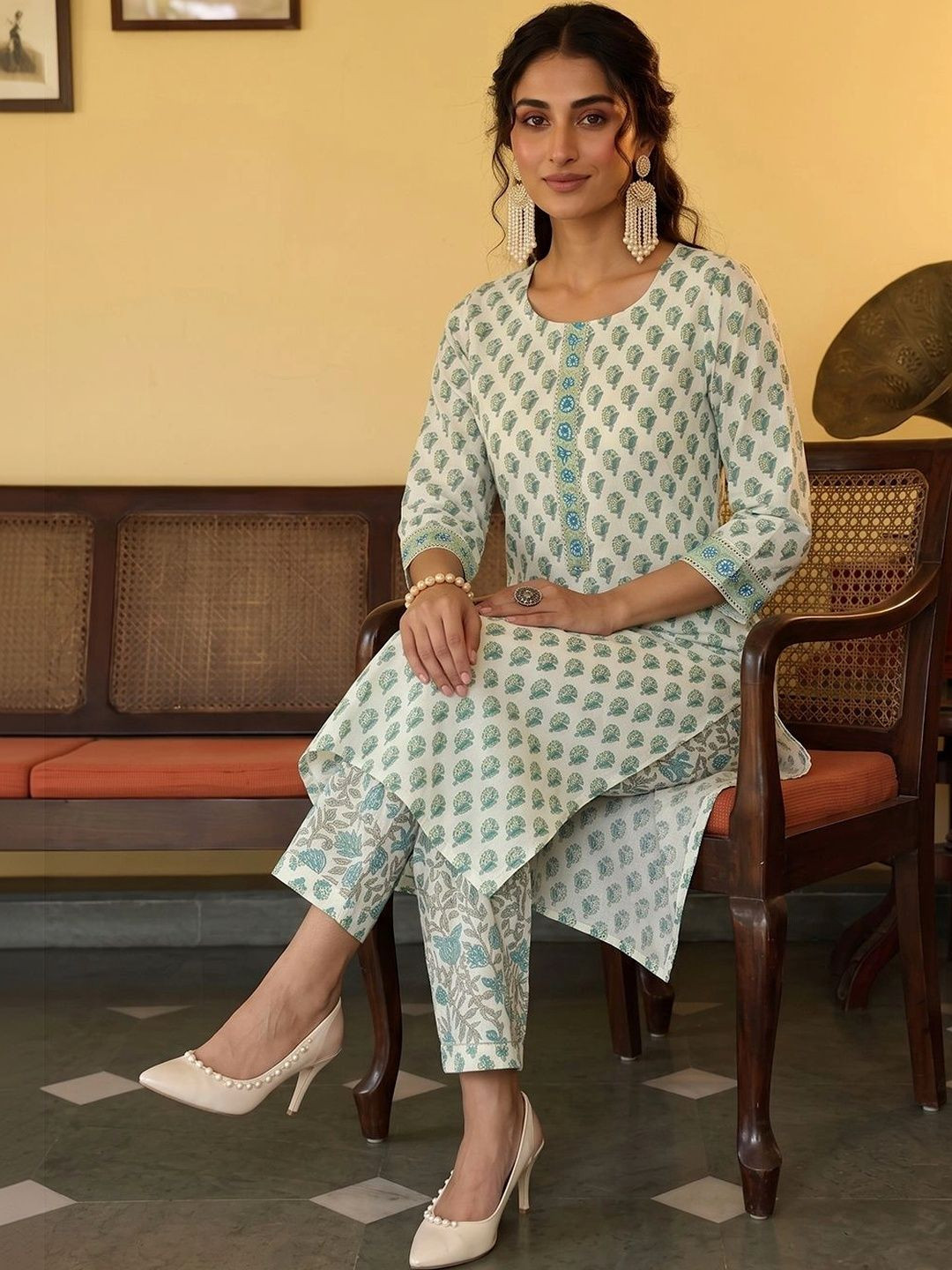 KALINI Ethnic Motifs Printed Kurta with Palazzos
