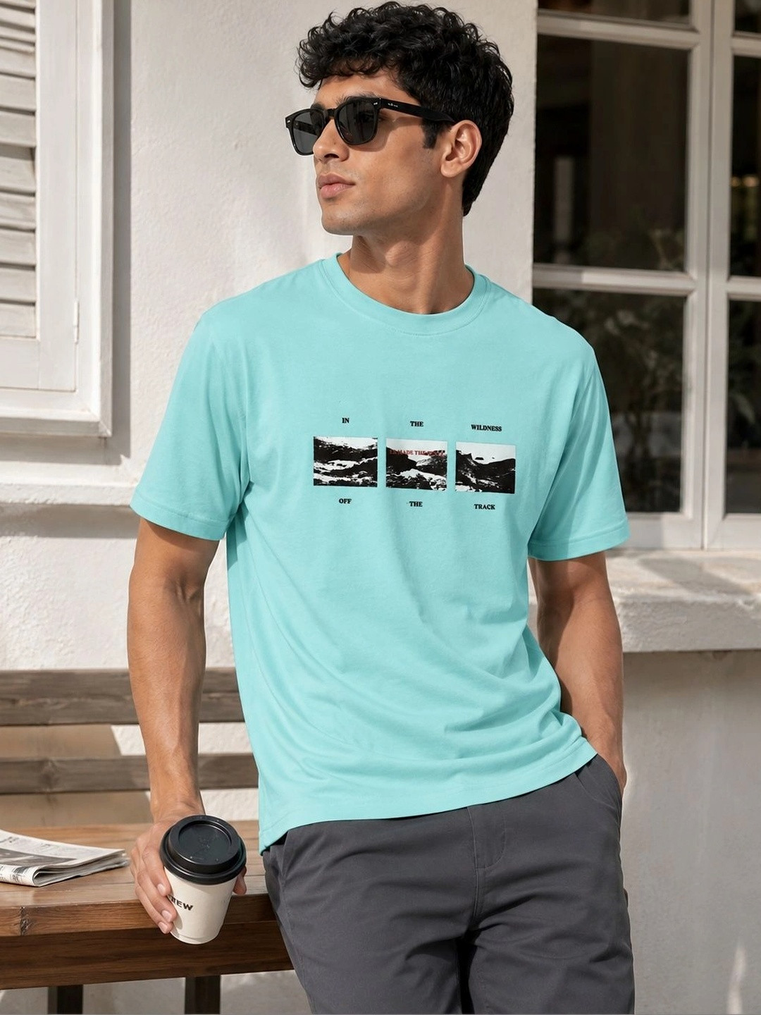 RINO7 Men Graphic Printed Round Neck Regular Fit Cotton T-shirt