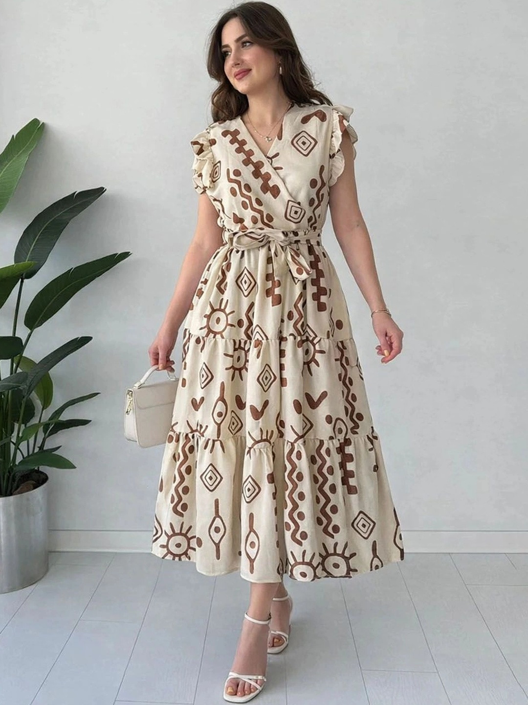 Twelve South Tribal Print A-Line Midi Dress