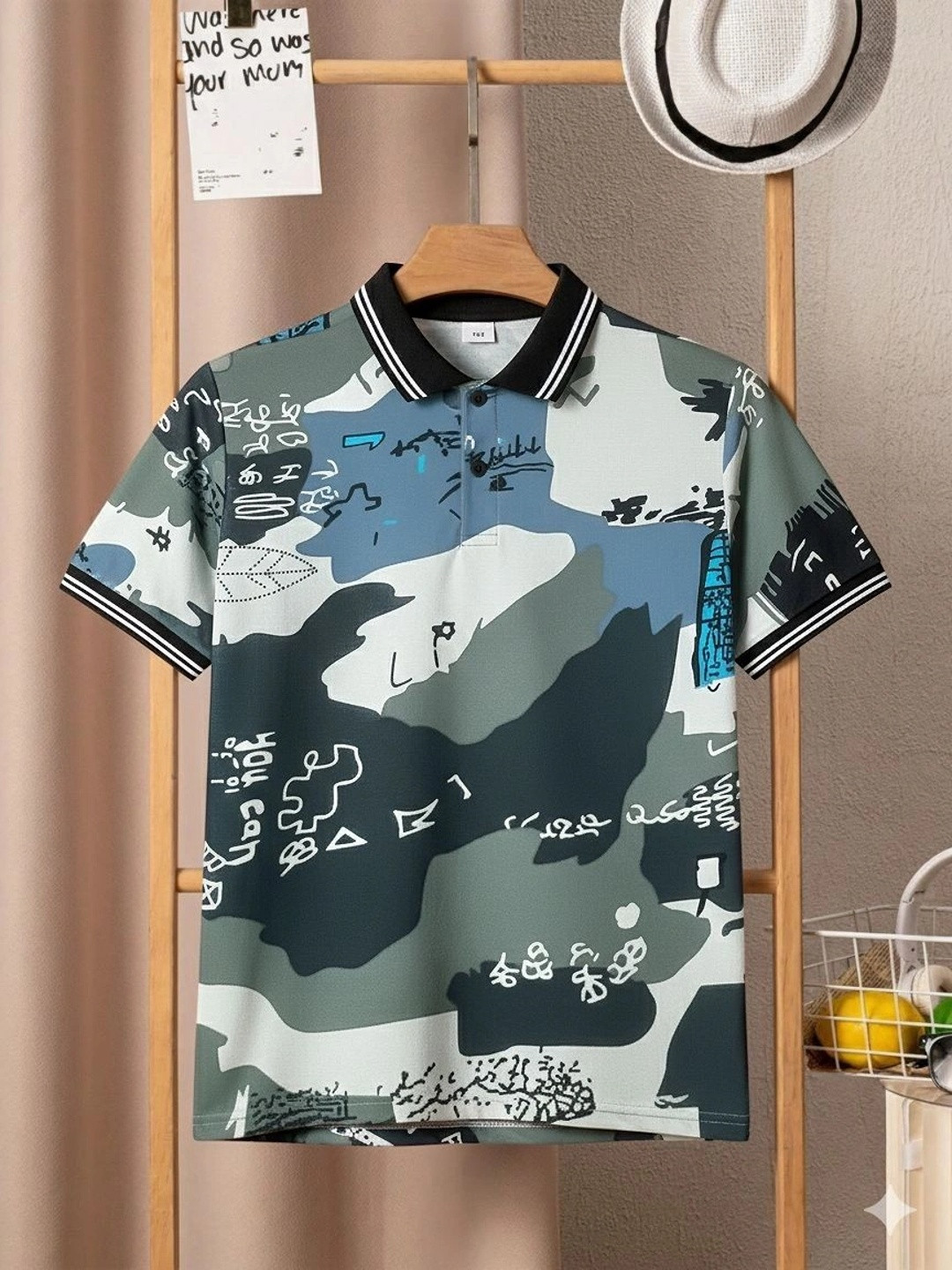 STINITY Boys Camouflage Printed Polo Collar T-shirt