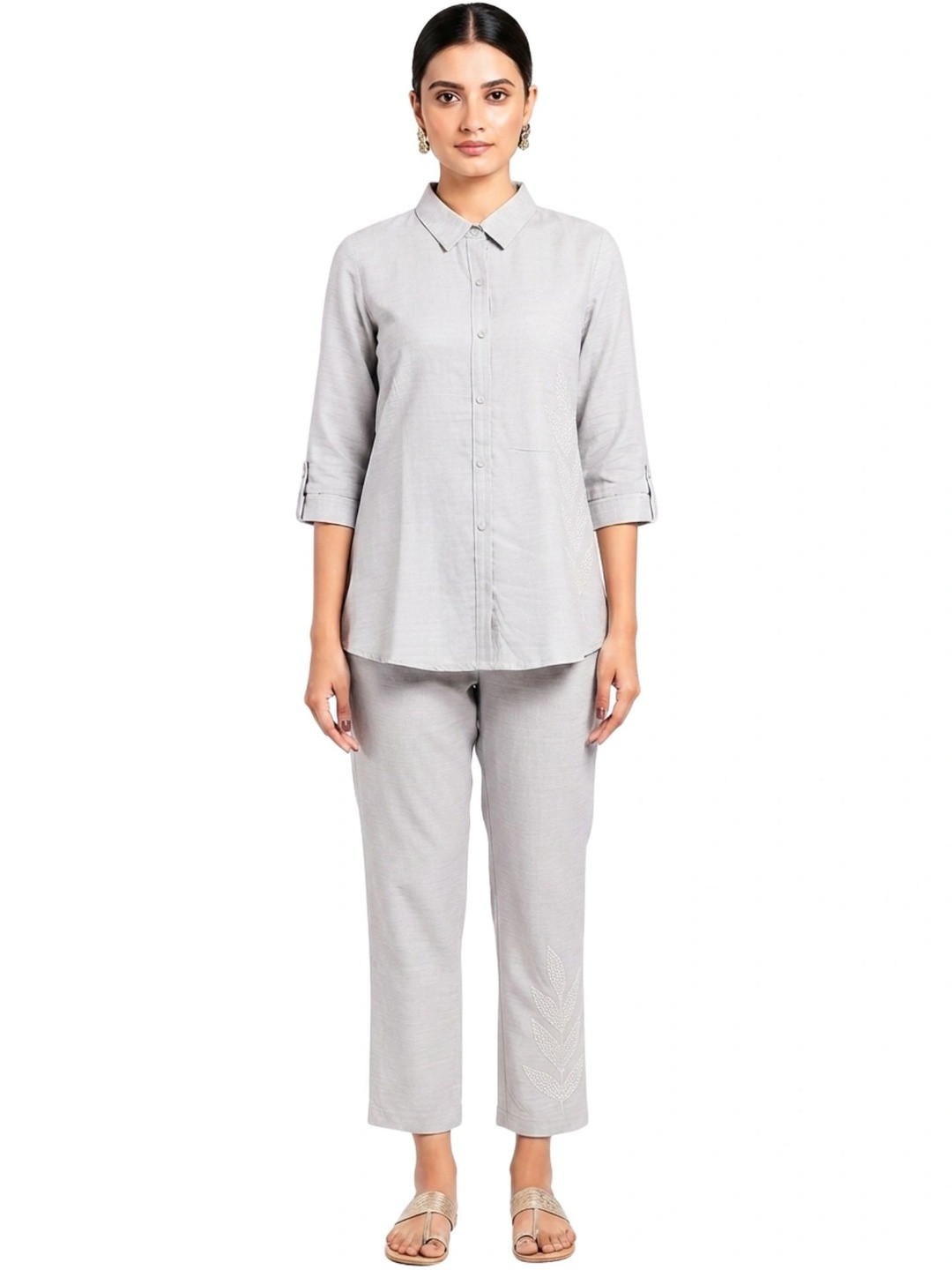 LAFURE Embroidered Shirt with Trousers