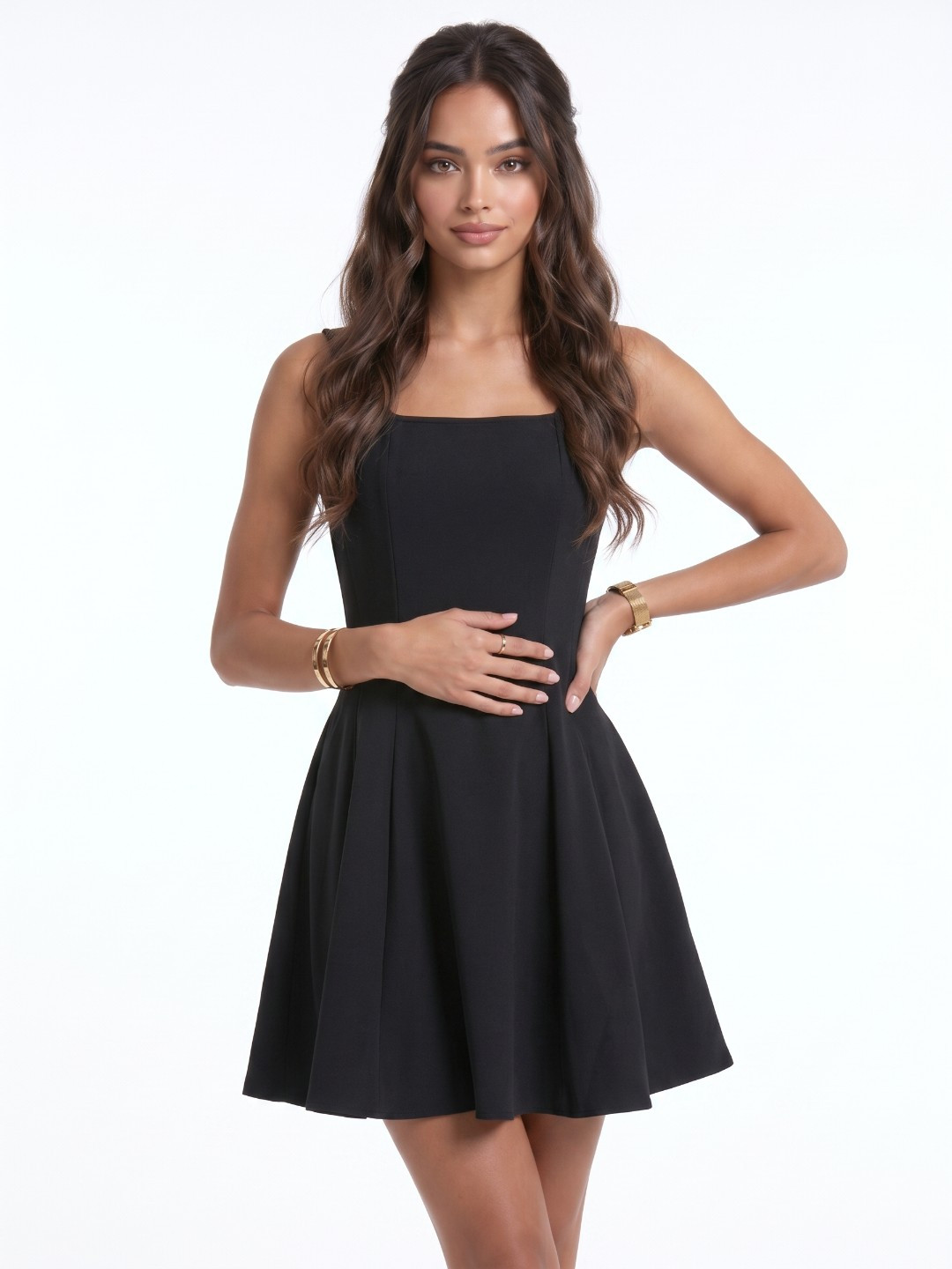 glitchez Gathers Fit & Flare Mini Dress