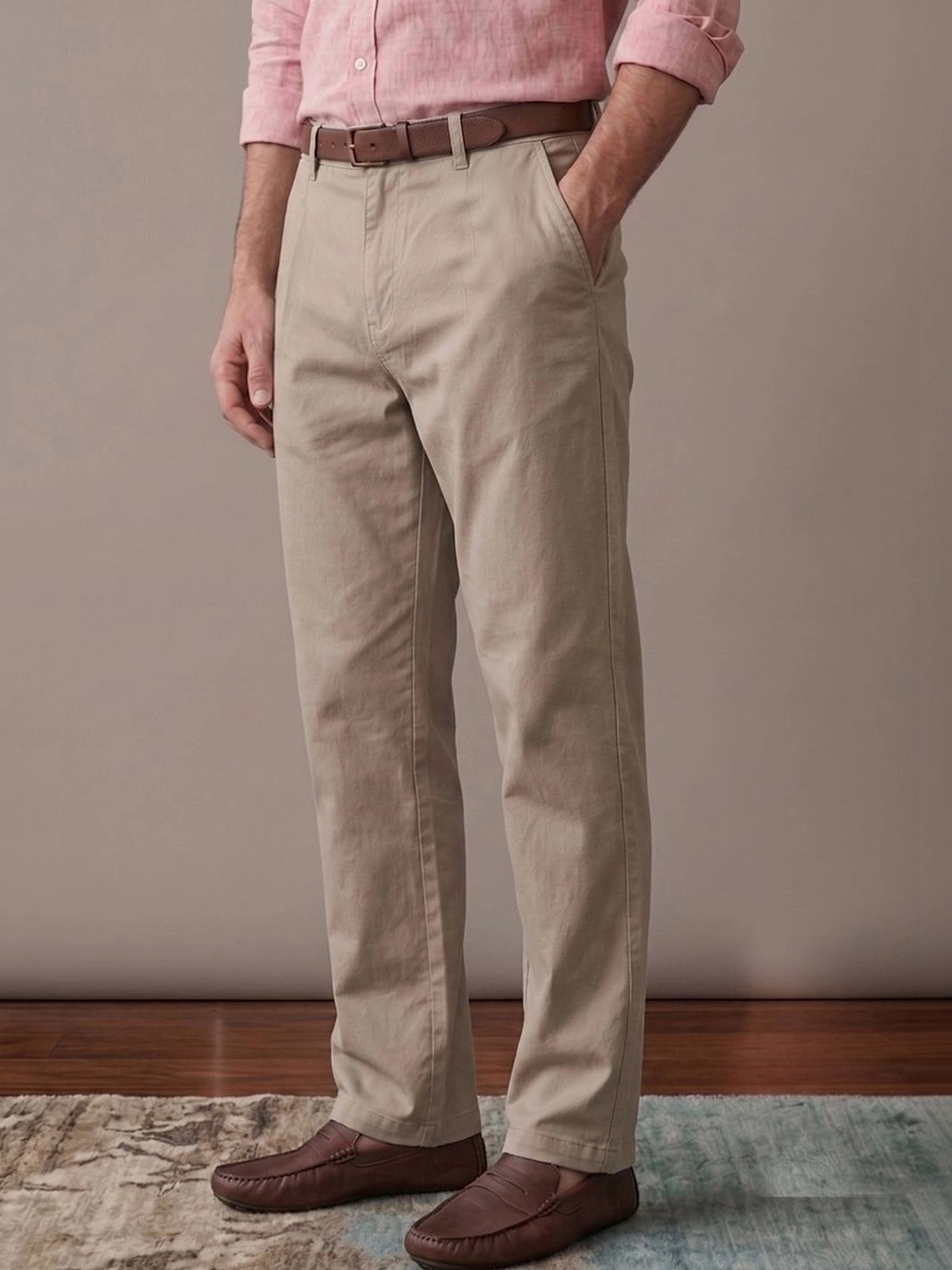 BELANO Men Relaxed Easy Wash Chinos Trousers