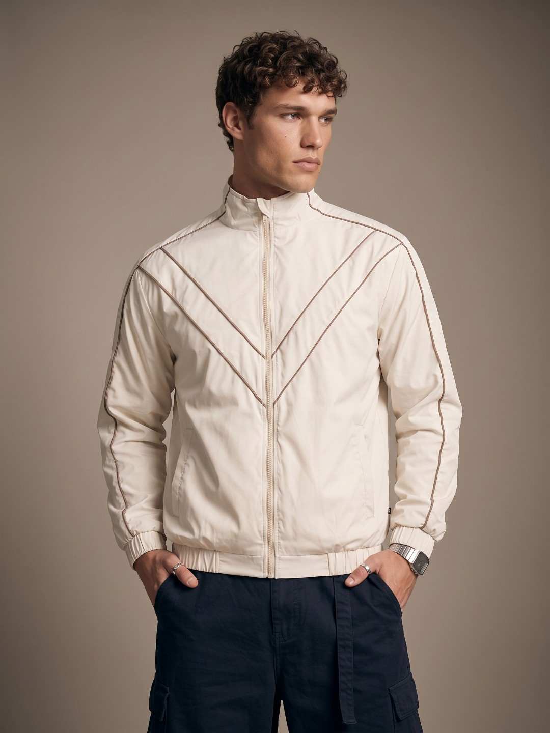 glitchez Stand Collar Bomber Jacket