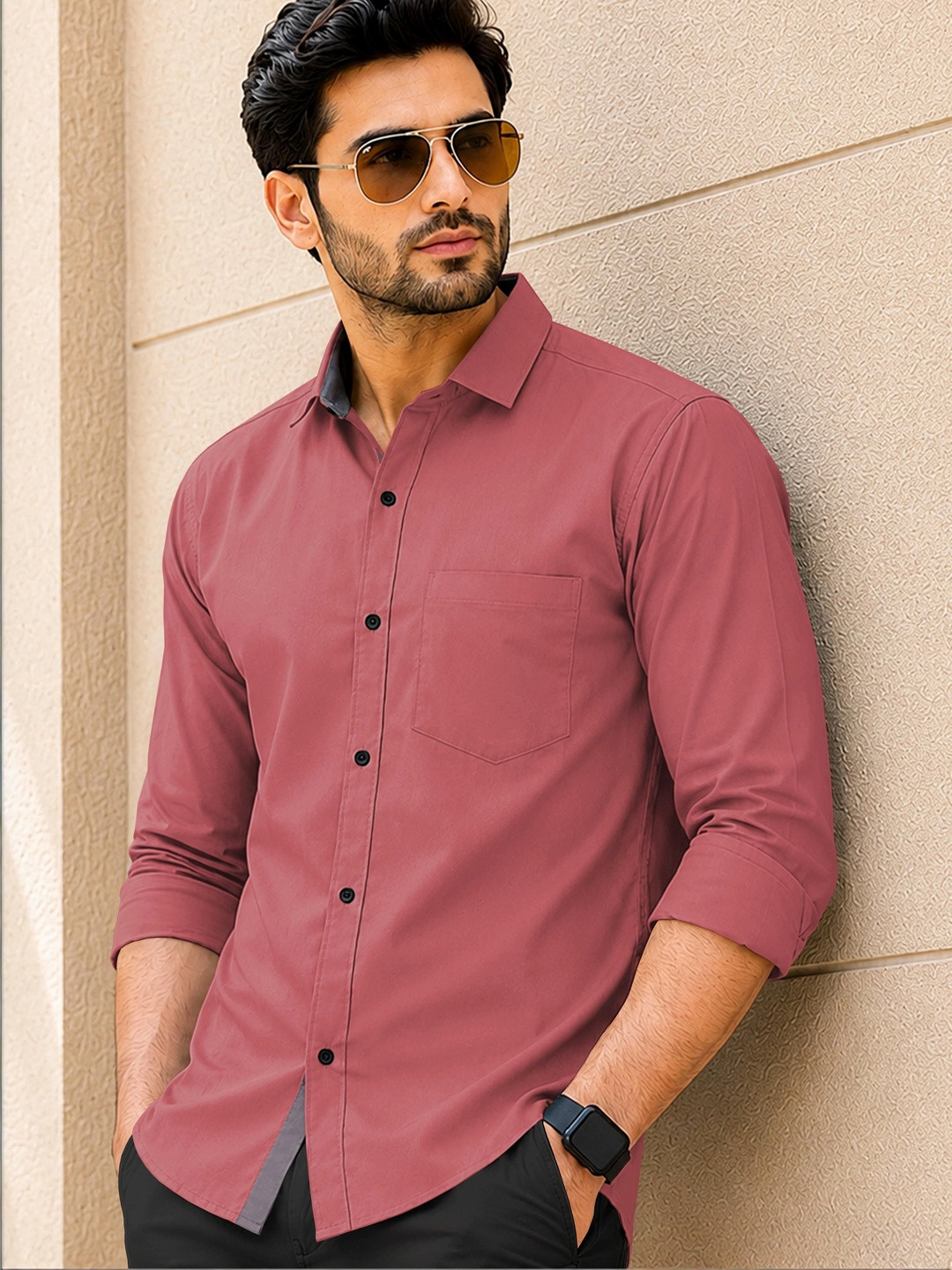VeBNoR Men Solid Standard Fit Casual Shirt