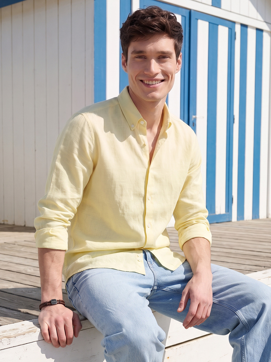 Mast & Harbour Textured Button-Down Casual Shirt