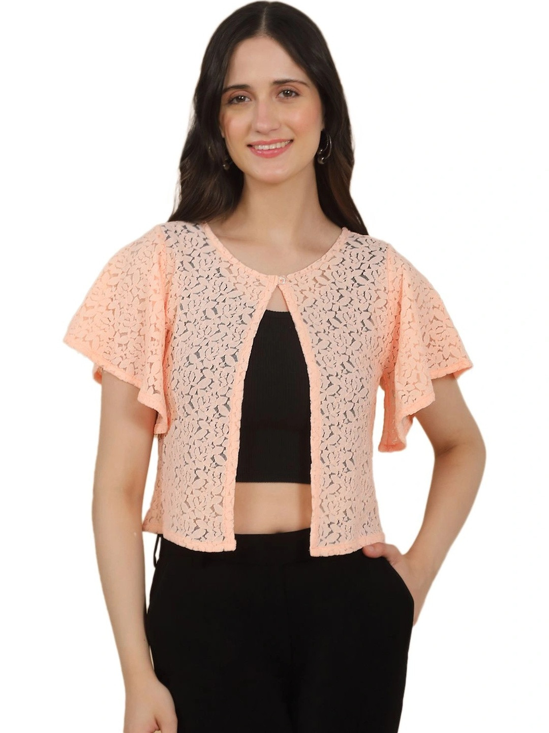 SZN Women Embellished Crop Sheer Shrug