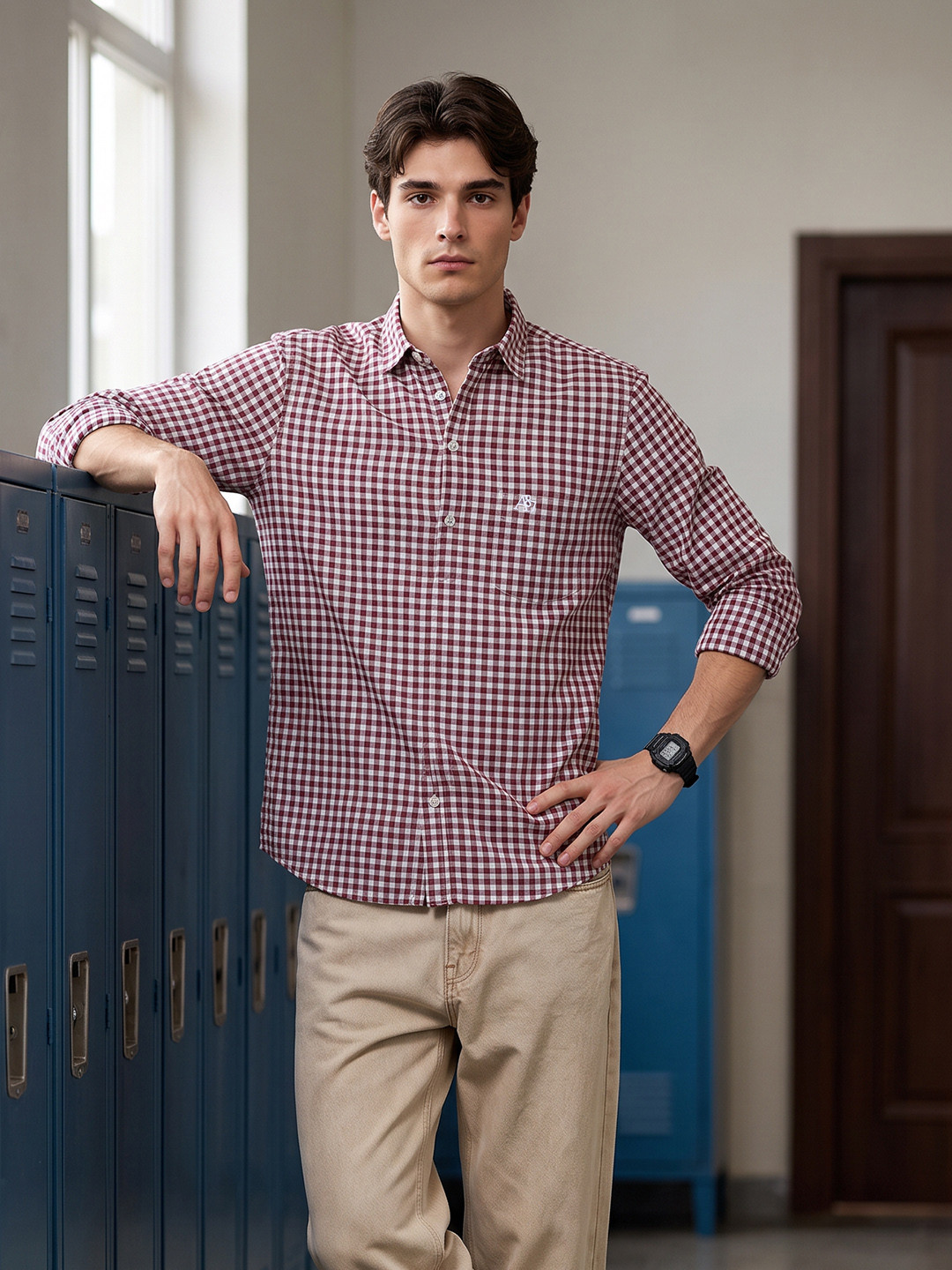 Aeropostale Checked Cotton Linen Casual Shirt