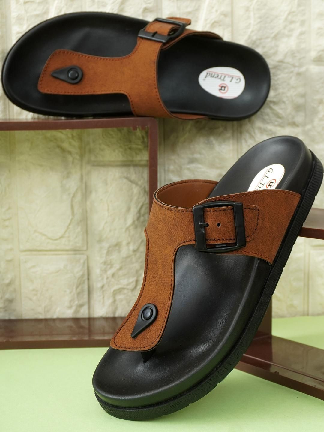 G L Trend Tan Leather Sandals