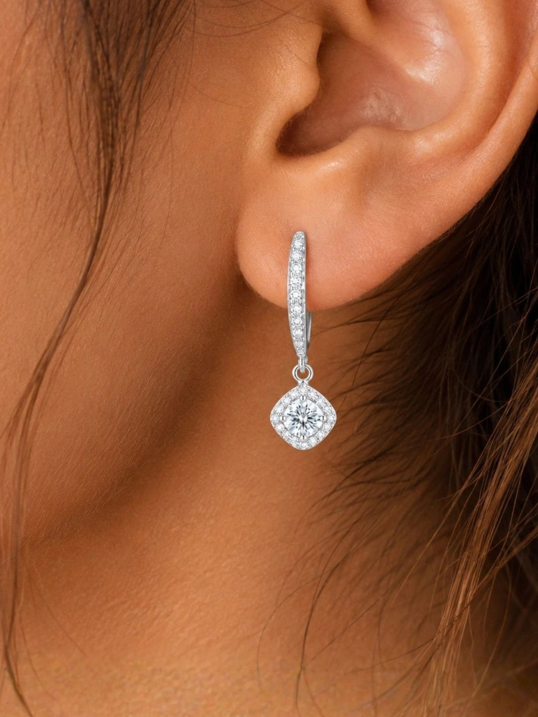 Luxevogue Rhodium Plated Anti Tarnish 925 Sterling Silver Tear Drop Hook Earrings