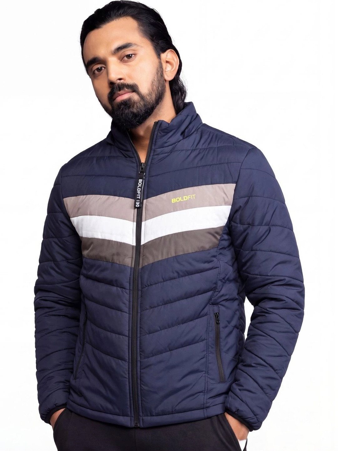 BOLDFIT Colourblocked Outdoor Detachable Hooded Padded Jacket
