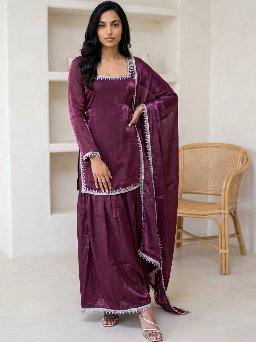 KALINI Women Regular Kurta with Sharara & With Dupatta