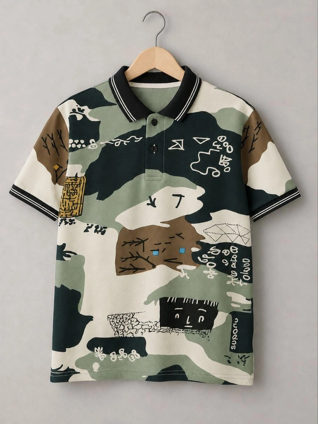 FABMYTRA Boys Printed Polo Collar T-shirt