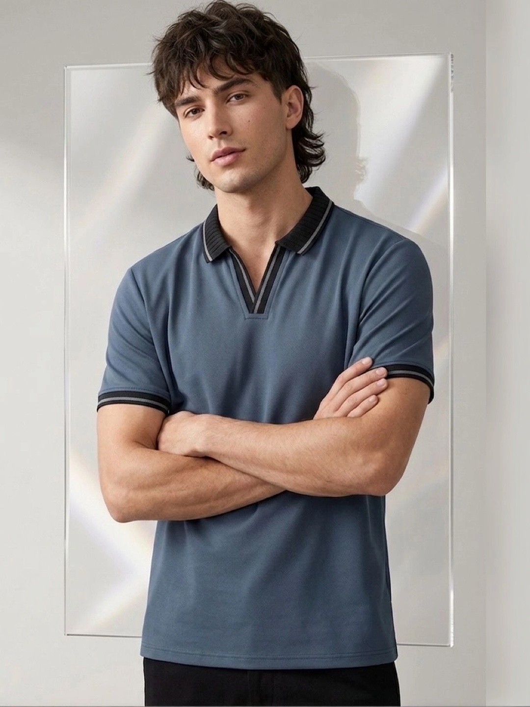 Mast & Harbour Men Polo Collar T-shirt