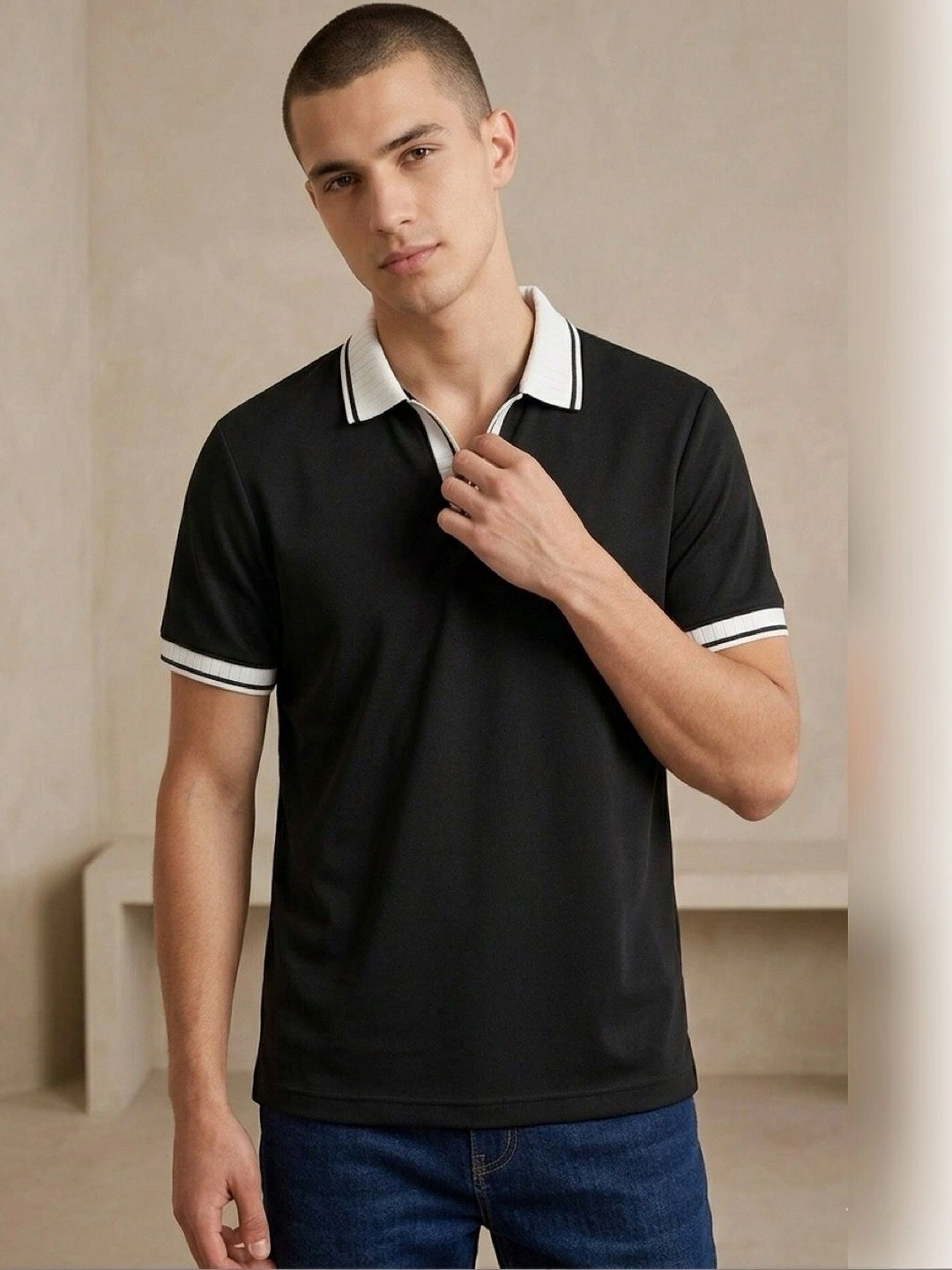 Mast & Harbour Men Polo Collar T-shirt