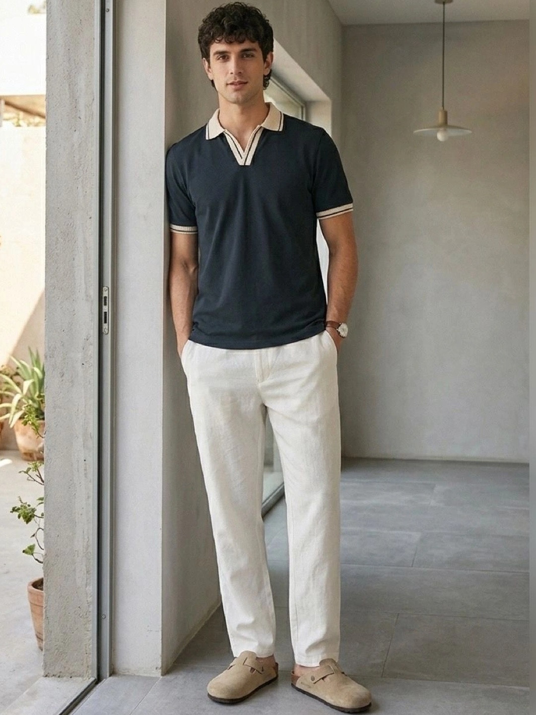 Mast & Harbour Men Polo Collar T-shirt