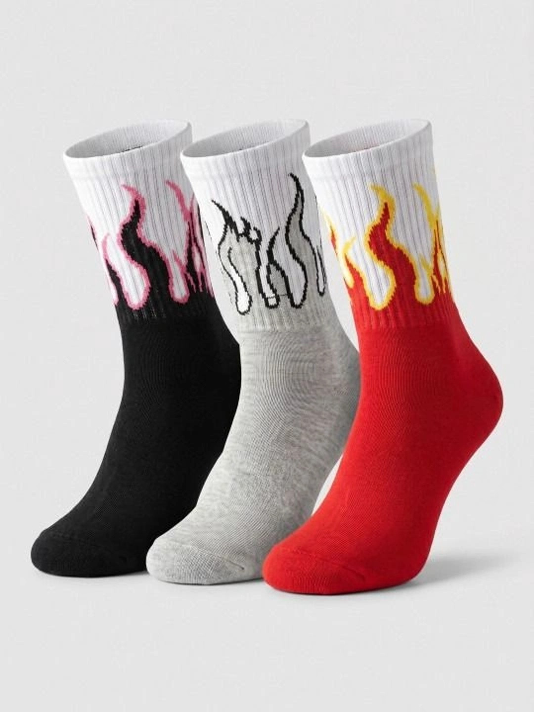 MORDLANKA Women Pack of 3 Cotton Assorted Patterned Calf Length Socks